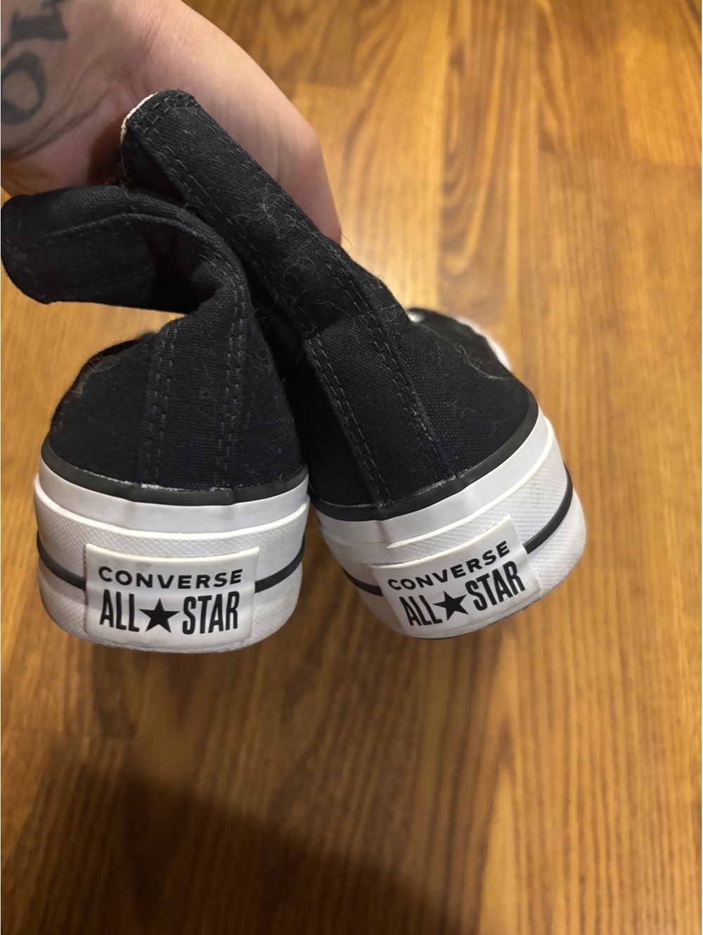 Black Converse All Star Platform Sneakers- Size 8 - Picture 5 of 8